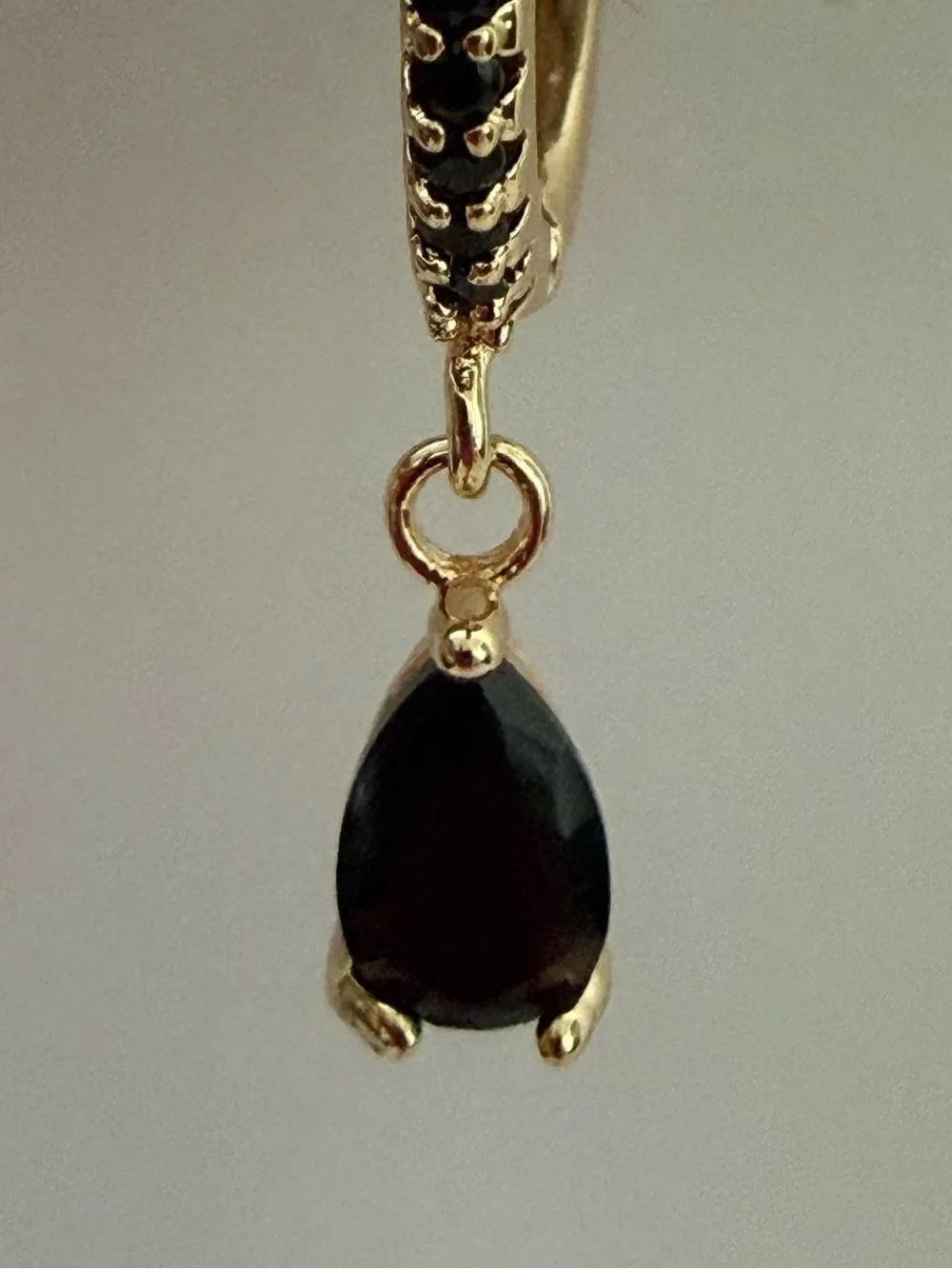 Men’s Gold Tone Huggie Hoops with Black Stones